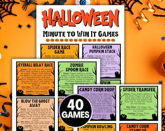 Halloween Minute to Win It Games, Fun Printable Halloween Party Games for Kids, Teens & Adults, Classroom, Family, Office Party Activities