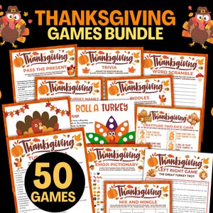 Thanksgiving Games Printable Bundle, Thanksgiving Games Family, Thanksgiving Party Games For Adults Kids, Dinner Table Games Activities