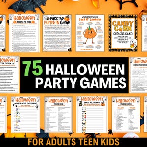 Halloween Game Bundle, Halloween Party Games For Kids Family, Halloween Printable Games For Adults, Trivia, Left Right Game Pass The Pumpkin
