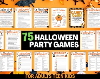 Halloween Game Bundle, Halloween Party Games For Kids Family, Halloween Printable Games For Adults, Trivia, Left Right Game Pass The Pumpkin