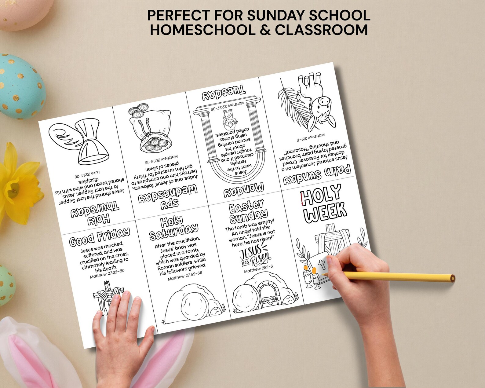 Holy Week Mini Coloring Book Printable Easter Story Craft for Kids ...