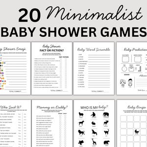 Minimalist Baby Shower Games Bundle, Gender Neutral Baby Sprinkle Activities, Printable Simple Baby Shower Games / Activity,