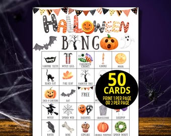 Halloween Bingo Cards For Kids, Halloween Games Printable, Halloween Party Game Adults, Kindergarten Preschool Class, Kids Party Game