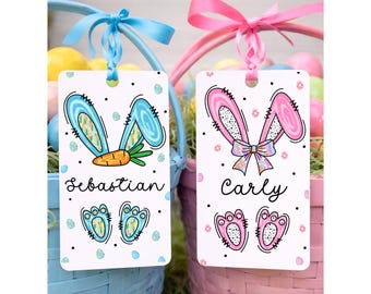 Osterkorb Tags, Personalisierter Osterkorb Namensschild, Oster Geschenkanhänger, bearbeitbarer Osteranhänger für Korb, Oster Canva Tag Vorlage