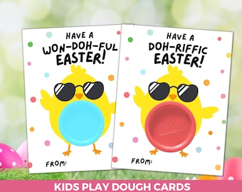 Kinder Ostern Knete Geschenkkarte zum ausdrucken, Ostern Non Candy Klassenzimmer Geschenk, Oster Knetmasse Favor Tag, süße Küken Ostern Play Doh Karte