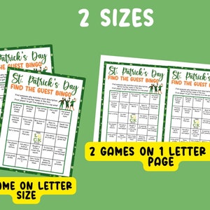 Find the guest bingo St Patricks Day Game, Find the guest game for Adults, St Patricks Party Pub Game, Icebreaker bingo for Large Group image 2