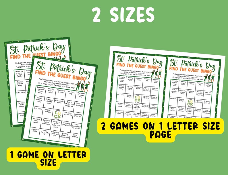 Find the guest bingo St Patricks Day Game, Find the guest game for Adults, St Patricks Party Pub Game, Icebreaker bingo for Large Group image 2