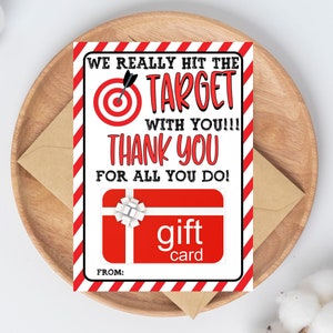 Printable Target Gift card holder, Thank You Gift Card Teacher Appreciation Gift, Staff Coach Employee Thank You Gifts, Appreciation