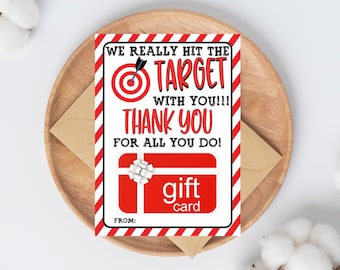 Printable Target Gift card holder, Thank You Gift Card Teacher Appreciation Gift, Staff Coach Employee Thank You Gifts, Appreciation