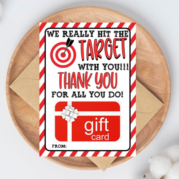 Printable Target Gift card holder, Thank You Gift Card Teacher Appreciation Gift, Staff Coach Employee Thank You Gifts, Appreciation