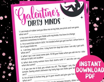 Galentine's Day Dirty Minds Game, Fun Valentines Day Party Games, Girls Night Out, Ladies Night Games, Girl Night games, Dirty Trivia