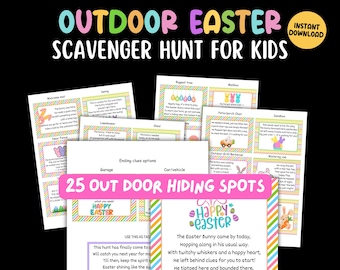 Easter Scavenger Hunt Clues Outdoor Easter Egg Hunt, Backyard Easter Treasure Hunt, Kids Easter Hunt Clues, Printable Easter Activity Game