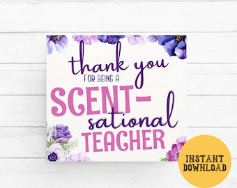 Scent-sational Teacher Tag, Teacher Appreciation Tags For Teacher Candle Lotion Hand Soap Fragrance Scent Gift, Thank You Scentsational Tag