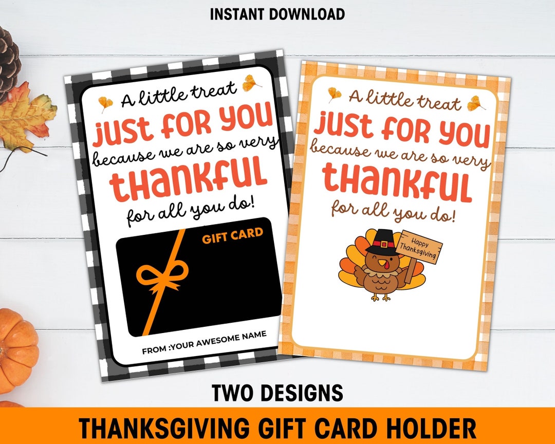 Thanksgiving Gift Card Holder Printable, Teacher Staff Thanksgiving ...