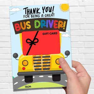 School Bus Driver Gift Card Holder Printable, Bus Driver Appreciation Gift, End of Year Bus Driver Thank You Card, Coffee/ Gas Gift Card image 2