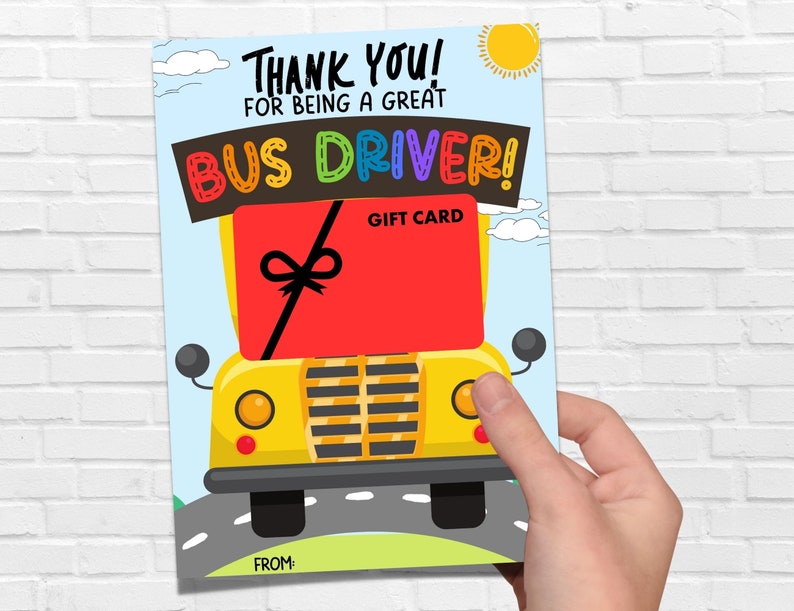 School Bus Driver Gift Card Holder Printable, Bus Driver Appreciation Gift, End of Year Bus Driver Thank You Card, Coffee/ Gas Gift Card image 2