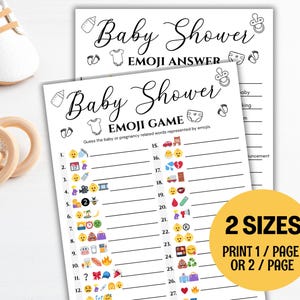 Baby Shower Emoji Pictionary Game, Baby Shower Games Fun, Baby Emoji Game, Baby Phrases Emoji Game, Printable Baby Shower Emoji Game Answer
