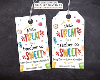 Teacher Treat Tag, Teacher Appreciation Tag, Sweet Treat Tag End Of Year Teacher Gift Tag, Teacher Thank You, Teacher Candy Snack Cookie Tag