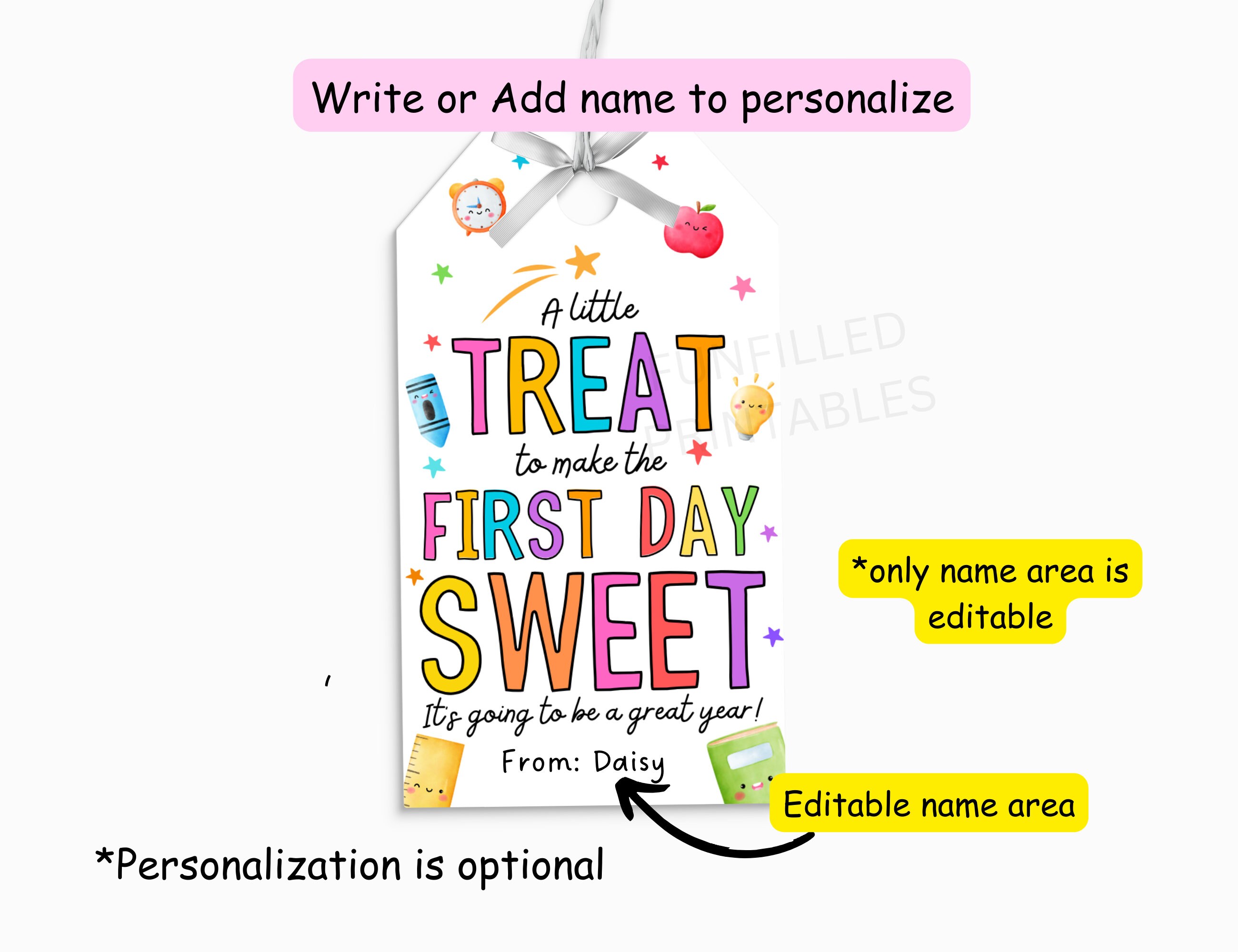 First Day of School Tags, Back to School Tag, Teacher Gifts Tag ...