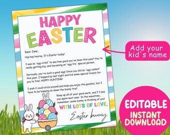 Easter Bunny Letter, Personalized Letter from the Easter Bunny, Easter bunny letter template, Bunny note, Printable Easter basket letter,
