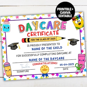 Preschool Graduation Certificate Editable, 2025 Printable Graduation Diploma Template, Preschool Ceremony Graduate Certificate Kids Keepsake