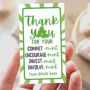 Thank You Mint Gift Tags, Employee Appreciation Tags, Mint Gum Gift Tags, Thank You For Commitment Gifts, Team Staff Mint Appreciation Gift
