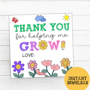 Merci de m'avoir aidé à grandir étiquettes d'appréciation de professeur, étiquettes de faveur succulentes de cactus, étiquette de remerciement de professeur étiquette de plante, étiquette cadeau succulente