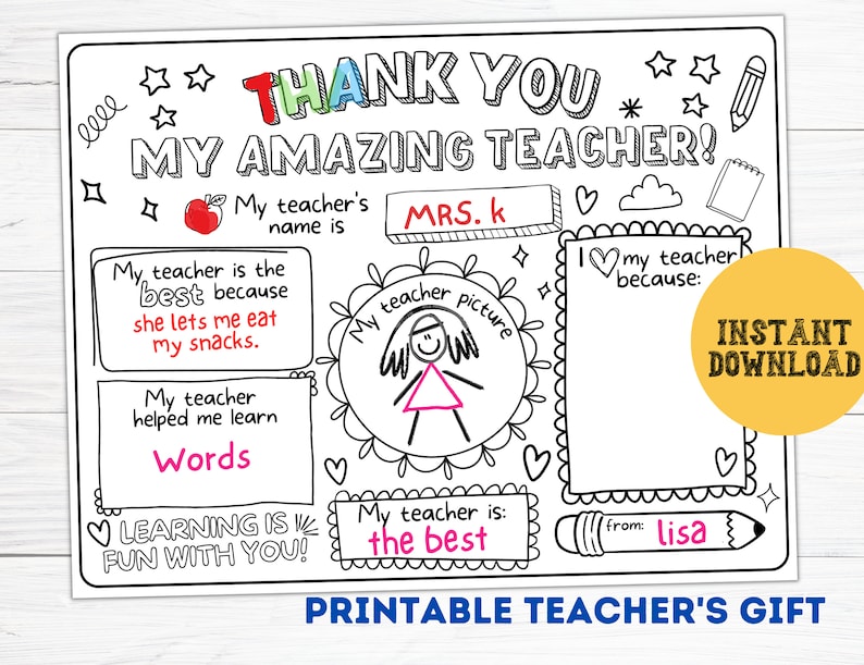 Teacher Appreciation Week Gift Printable, Teacher Gifts