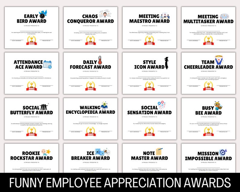 Funny Employee Appreciation Awards Certificate, Funny Work Awards ...