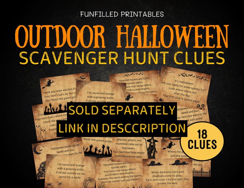 Halloween Scavenger Hunt for Kids Teens, Halloween Party Games, 24