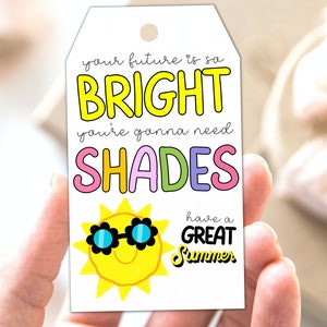 End Of School Year Gifts For Students, Sunglasses Gift Tags Printable, Summer Break Tags, Graduation Party Favors, Classroom gifts for kids