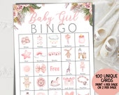 Girl Baby Bingo, Baby Girl Shower Bingo Game, 100 Prefilled Bingo Cards, Its A Girl Baby Shower Gift Bingo, Large Baby Shower Party Games