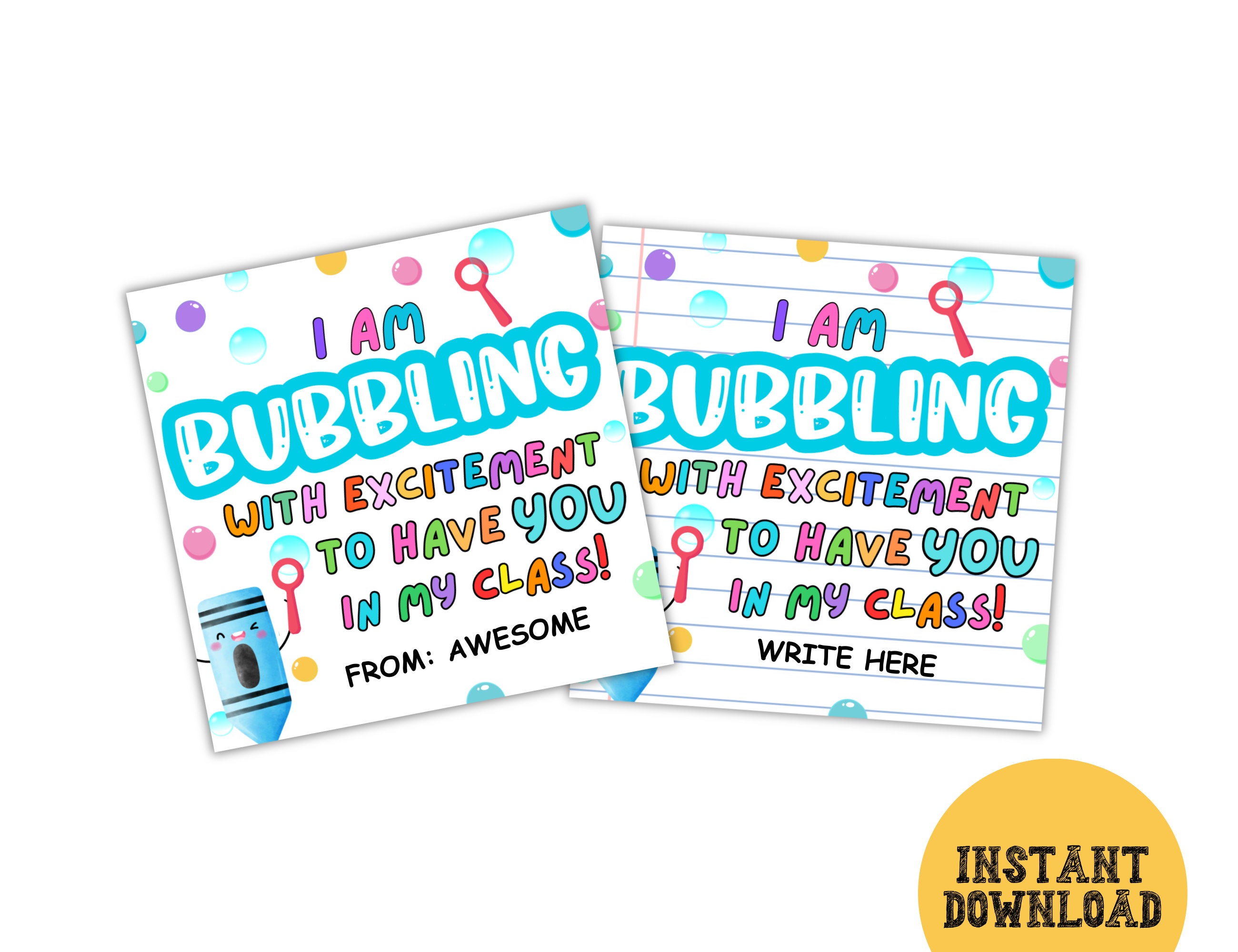 Bubbles Back to School Tag, Printable First Day of School Tag, Bubble ...