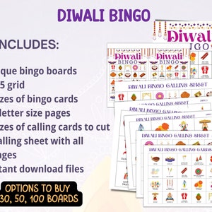 300 Diwali Bingo Cards, Printable Diwali Party Game for Large Event ...