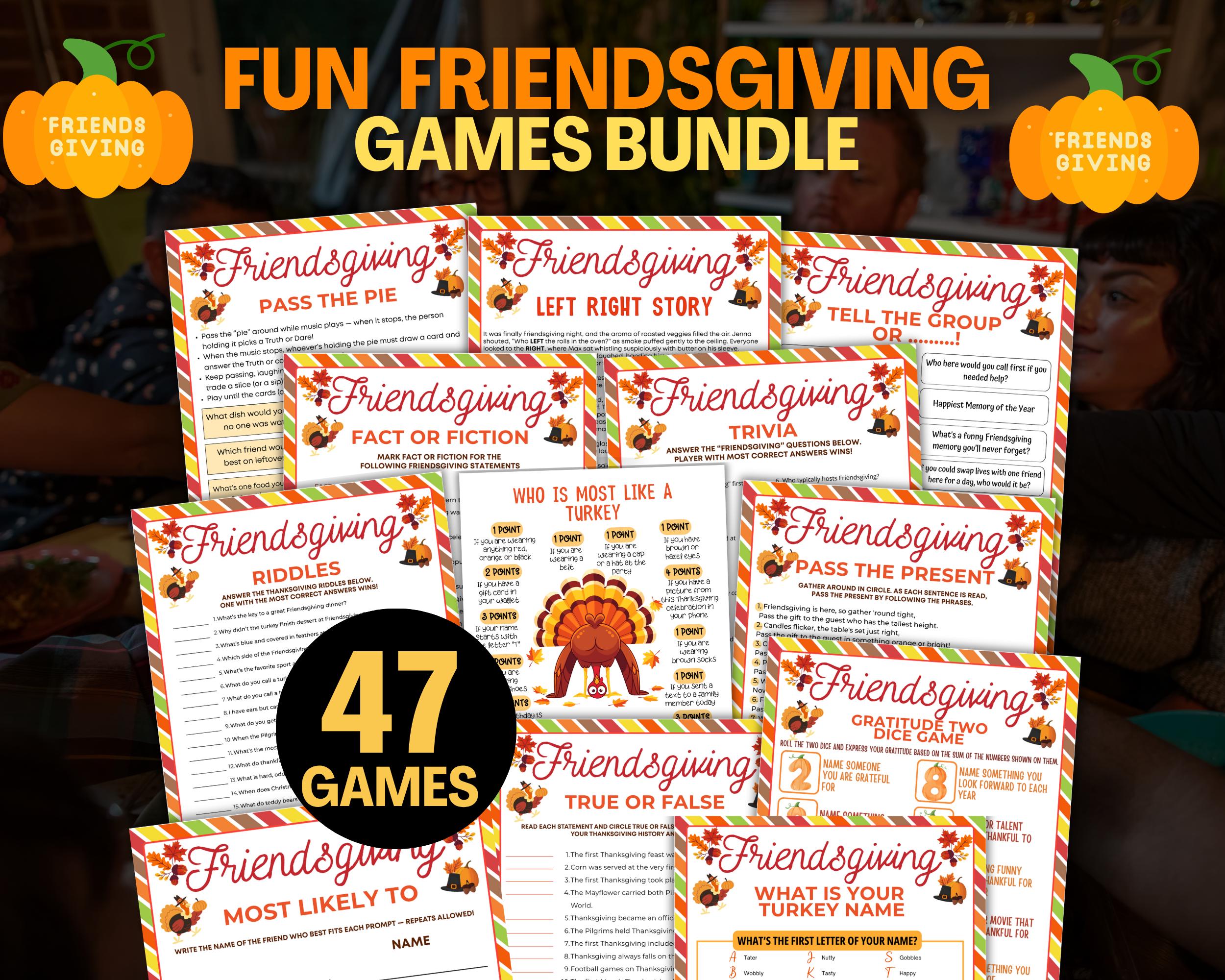 Friendsgiving Games Bundle, Friendsgiving Party Games For Adults Kids Friendsgiving Activity, Printable Fun Thanksgiving / Icebreakers Games