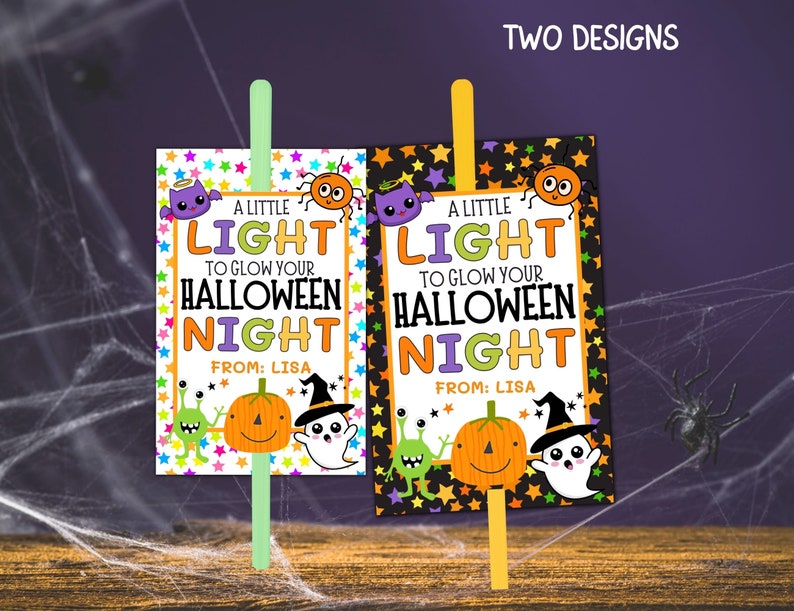 Halloween Glow Stick Tag, Halloween Night Light Glow Stick Holder