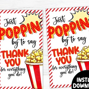 Étiquette-cadeau de pop-corn, étiquette de remerciement pour maïs soufflé, étiquette de maïs soufflé Poppin by pour dire merci, cadeau de remerciement pour les enseignants, journée de reconnaissance des employés,