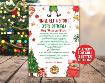 Editable Elf Goodbye Letter Nice List Report, Last Day Elf Departure Letter Personalized, Farewell Elf Letter for Kids, Christmas Eve Box