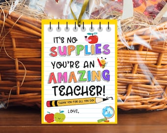 Teacher Supplies Tag, Teacher Appreciation Tags, School Supply Tag For Teachers, Thank You Tags, Back To School Gift, Teachers Supply Basket
