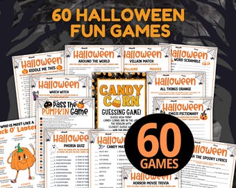 Halloween Games For Kids Adults, Halloween Party Games Bundle, Fun Halloween Printable Games, Teen Halloween Activities, Emoji Trivia Quiz