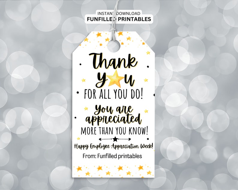 Happy Employee Appreciation Day Gift Tag, Thank You For All You Do Gift Tag, Employee Appreciation Tags, Staff Appreciation Tags Printable
