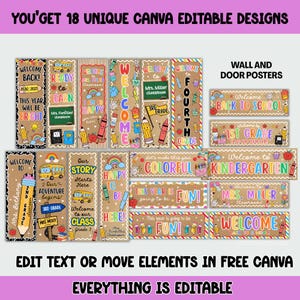 Back to School Classroom Decor Printable Banners Template, Welcome Back Door Banner, First Day Teacher Door Sign, Canva Editable 2x6 Banner immagine 2