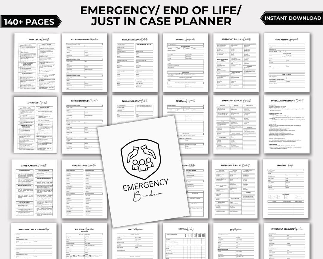 End of Life Planner, Just in Case of Emergency Printable Planner ...