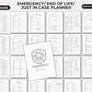 End of life planner, Just In case of emergency printable planner, Emergency binder, Just in case binder, Life planner, What if binder Death