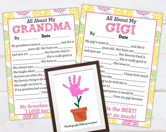 Personalized Mother's Day Gift for Grandma Gigi, All About Grandma Gigi, Handprint Gift to Grandma from Grandkids, Personalized Gift