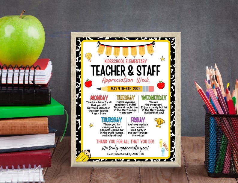 2026 Teacher Appreciation Week Flyer Template, Canva Editable Template ...