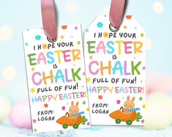 Easter Chalk Gift Tag Printable, Easter Non Candy Classroom Gift, Easter Chalk Tag, Chalk Full of Fun Easter Gift Tag, Kids Easter Favor Tag