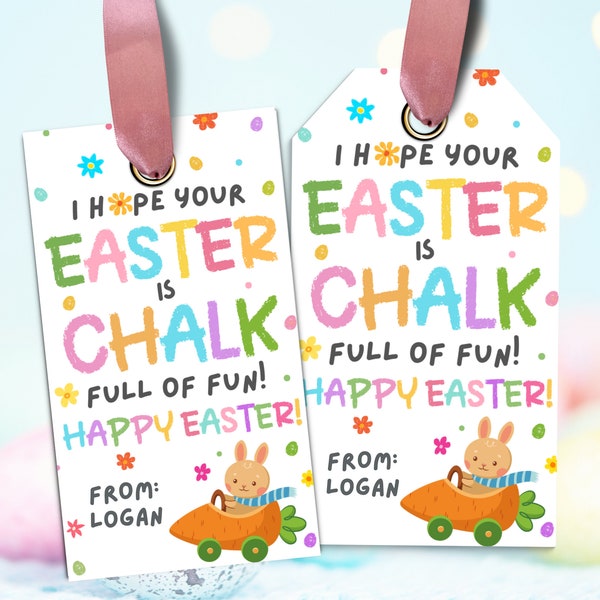 Easter Chalk Gift Tag Printable, Easter Non Candy Classroom Gift, Easter Chalk Tag, Chalk Full of Fun Easter Gift Tag, Kids Easter Favor Tag