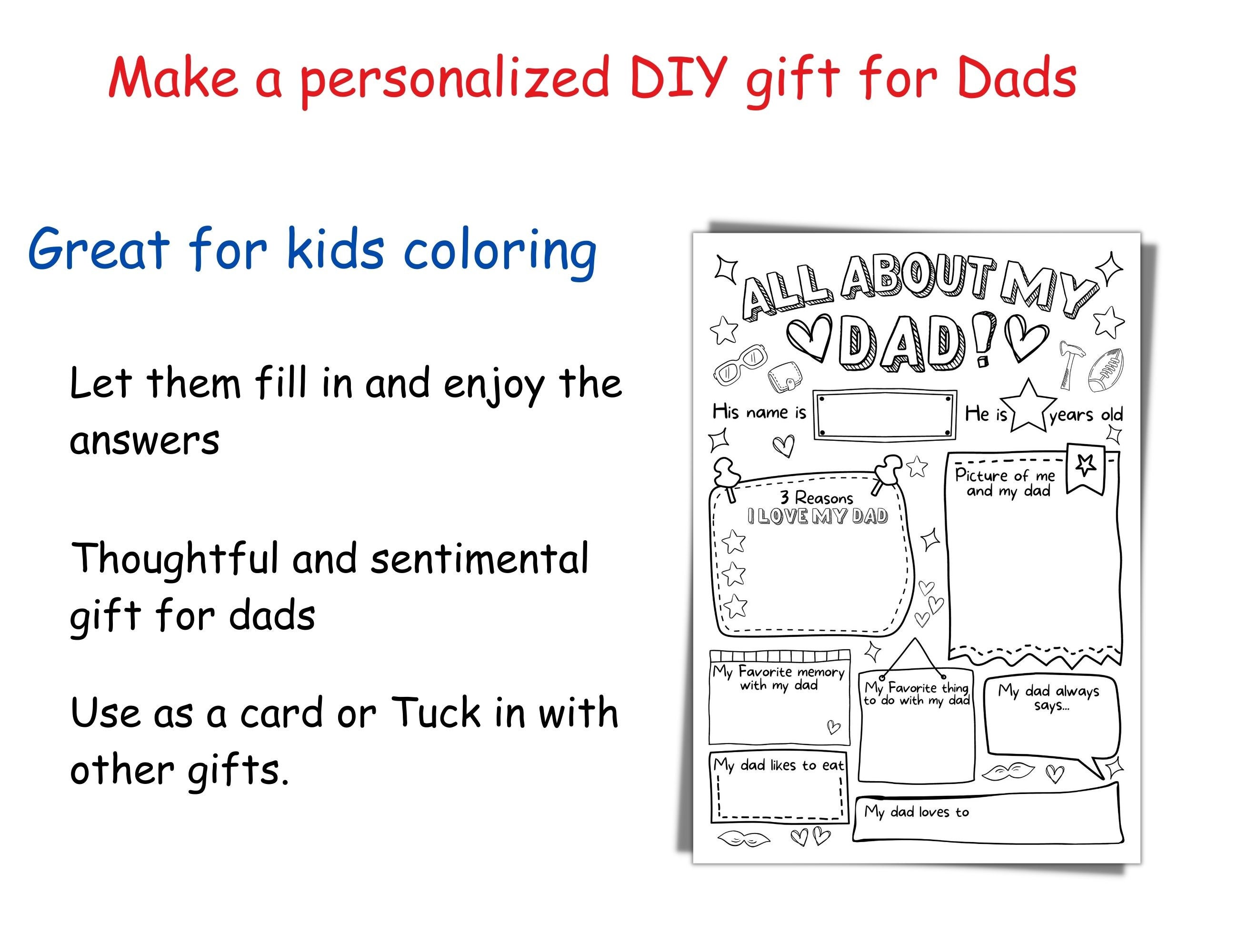 All About My Dad Printable Father's Day Questionnaire Dad, DIY Gift for ...