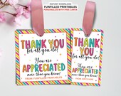 Thank You Gift Tag Template, Employee Staff Appreciation Tag, Volunteer Nurse Team Teacher Appreciation Gift Tag, Appreciation Day/ Week Tag